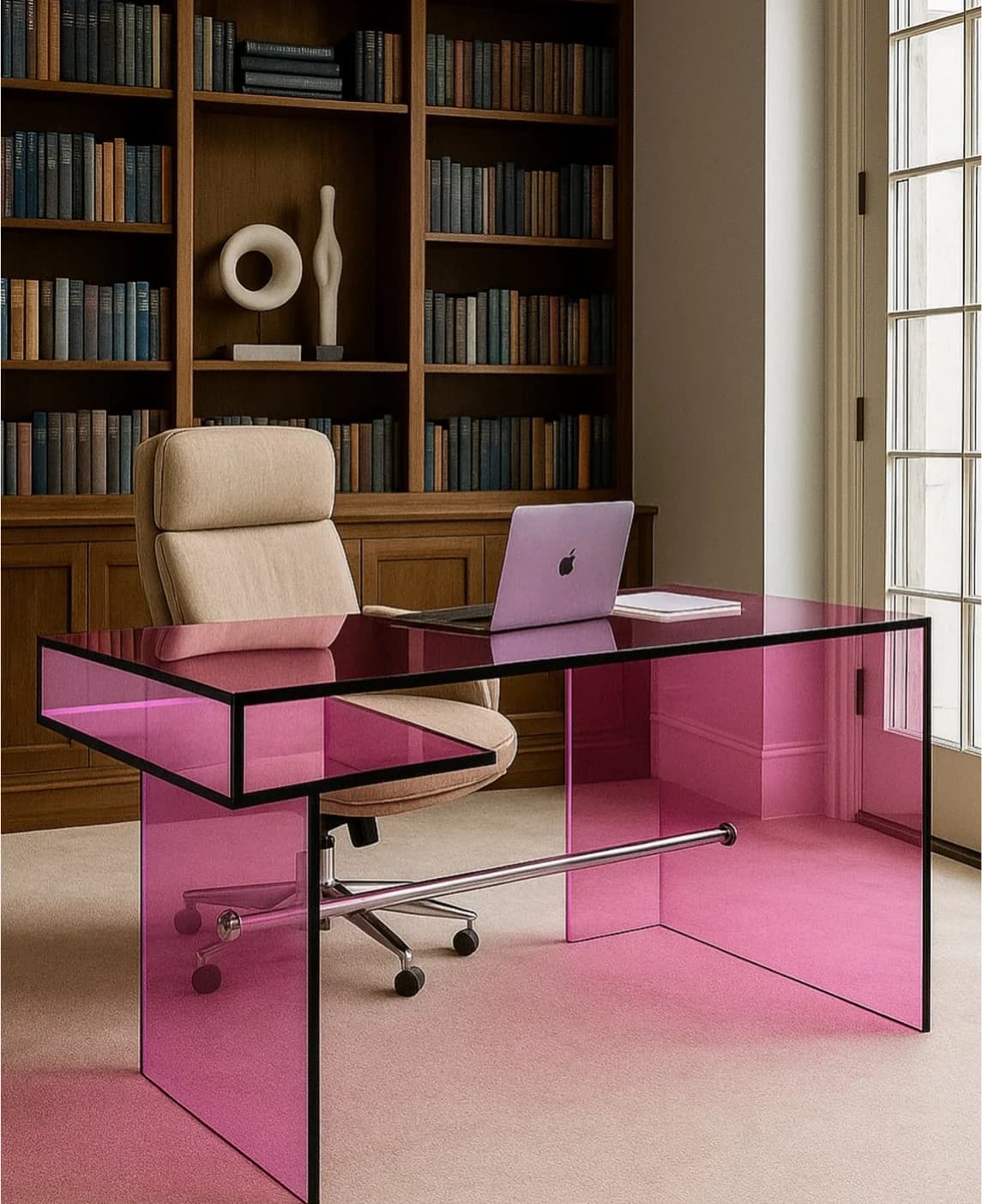 Colored glass desk