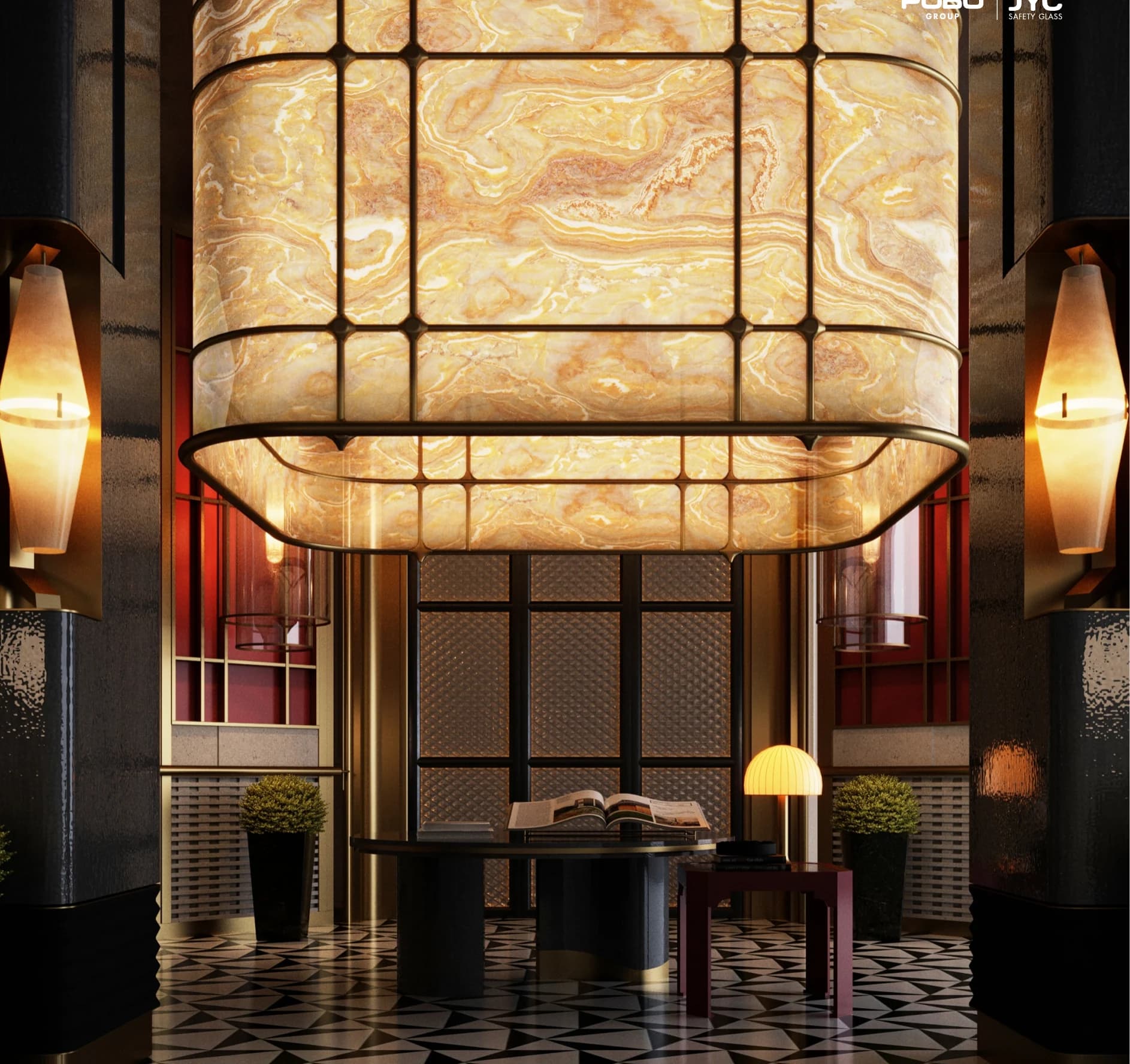 Backlit hospitality atrium