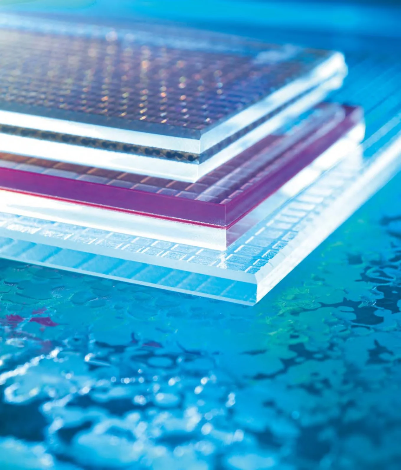 Layered decorative glass samples