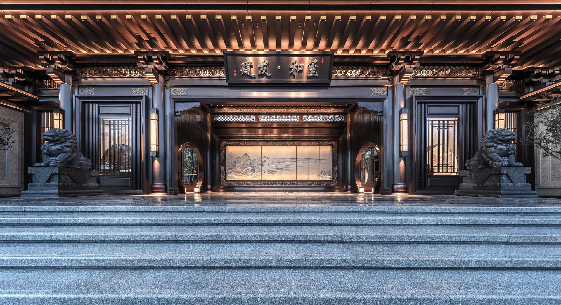 Frontal illuminated entrance